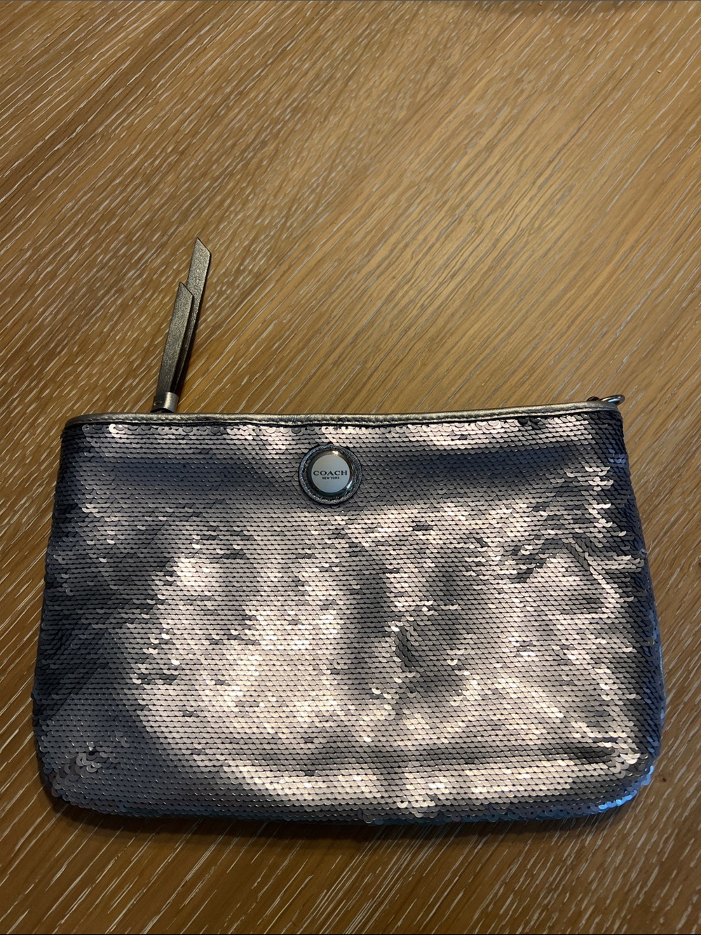 Coach Sequin Wristlet in Shimmering Gunmetal